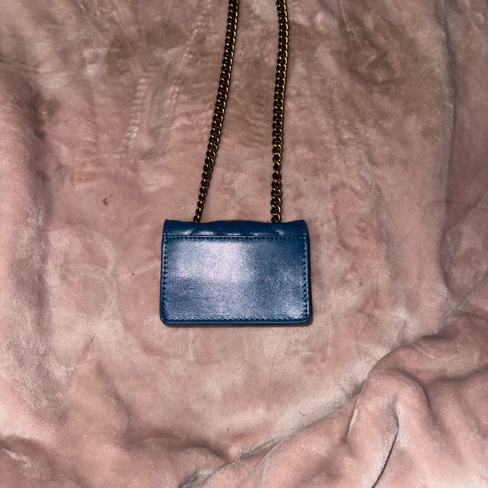 Kurt Geiger Blue Quilted Micro Bag with Gold Chain - Picture 2 of 5